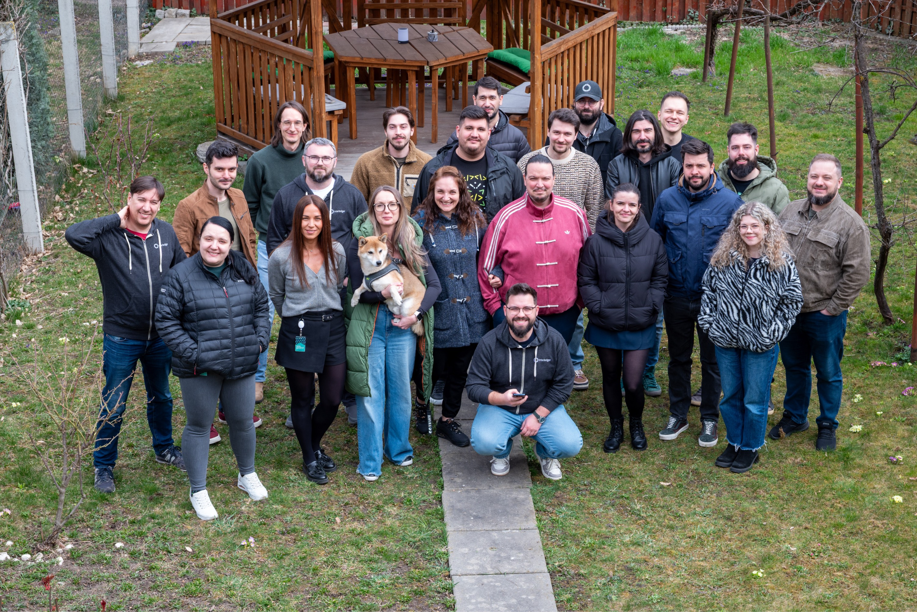 Team photo in the garden.
