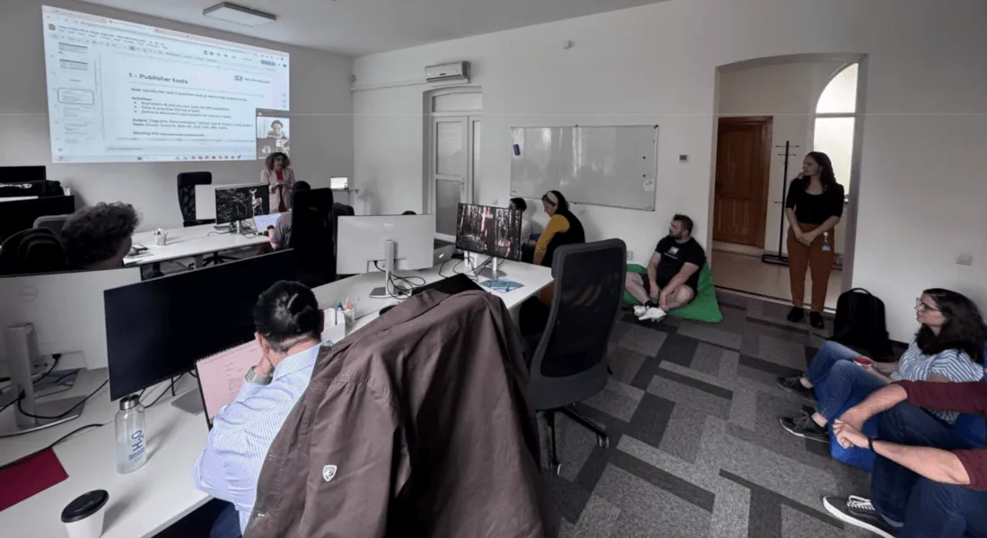 Members of the Web Monetization team collaborating during a work session at the May 2025 work week.