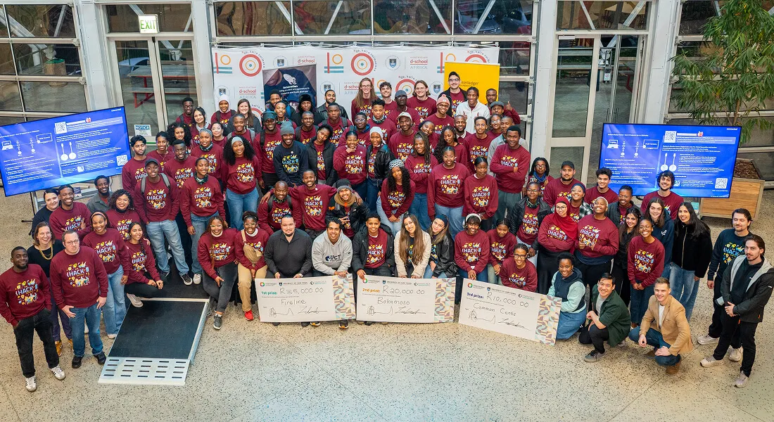 Group photo at the University of Cape Town for the student hackathon in 2026
